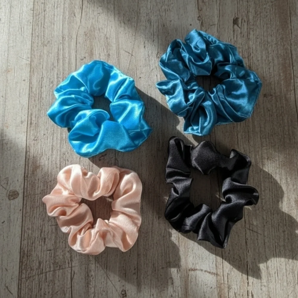 Set of Four Satin Scrunchies (New)